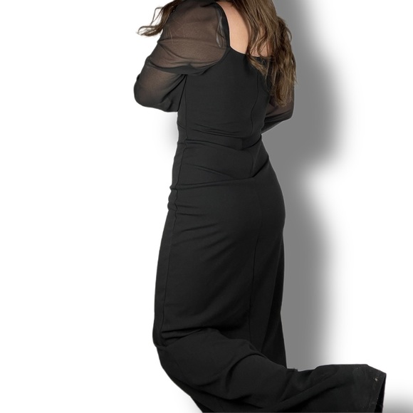 Lulu’s Oh The Drama Black Balloon Sleeve V-Neck Maxi Dress in Black Size Small - Picture 4 of 14